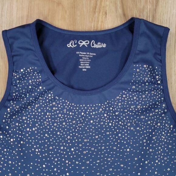 šLCĀ CoutureāBlue Bedazzled Sleeveless Stretchy TopāSmall - Picture 3 of 7